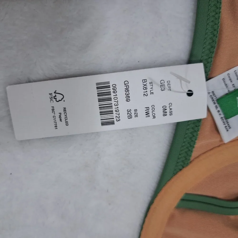 NWT J. CREW BALCONETTE UNDERWIRE BIKINI TOP BX612 RUSTIC WILLOW‎ 32B $75 MSRP